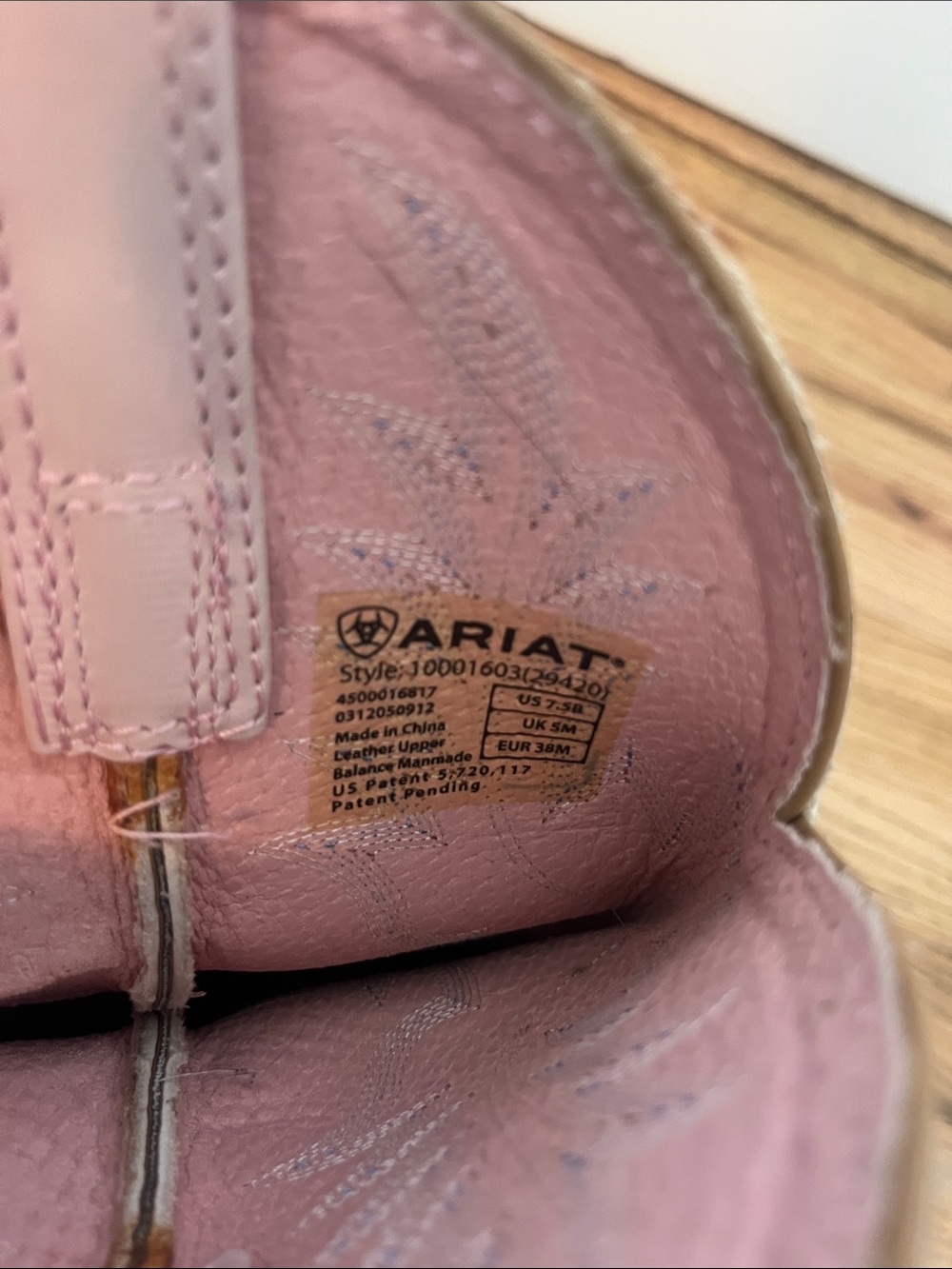 Ariat women’s heritage stockman leather western cowboy boots pink tan size 7.5 - Picture 9 of 9